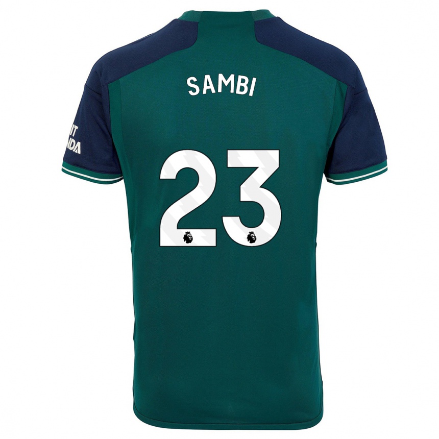 Kids  Albert Sambi Lokonga #23 Green Third Jersey 2023/24 T-Shirt Uk