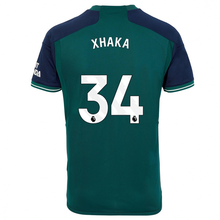 Kids  Granit Xhaka #34 Green Third Jersey 2023/24 T-Shirt Uk