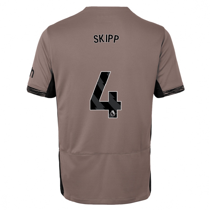 Kids  Oliver Skipp #4 Dark Beige Third Jersey 2023/24 T-Shirt Uk