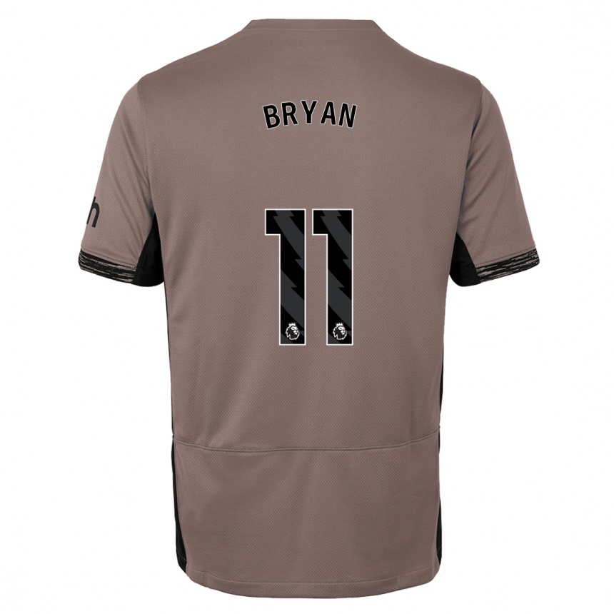 Kids  Bryan Gil #11 Dark Beige Third Jersey 2023/24 T-Shirt Uk