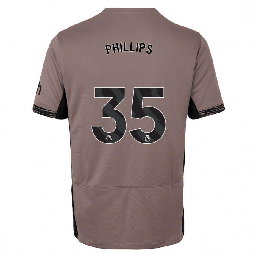 Kids  Ashley Phillips #35 Dark Beige Third Jersey 2023/24 T-Shirt Uk