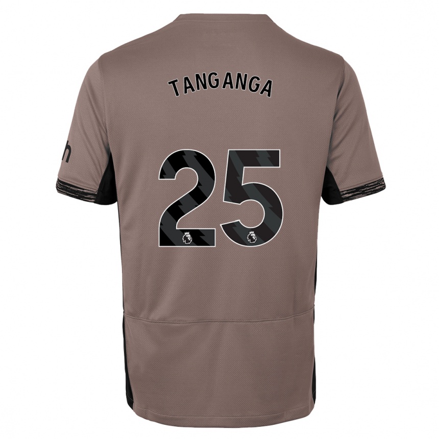 Kids  Japhet Tanganga #25 Dark Beige Third Jersey 2023/24 T-Shirt Uk