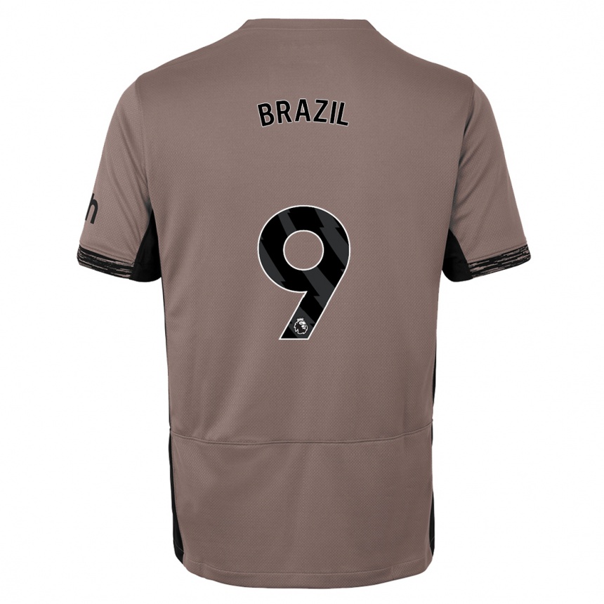 Kids  Ellie Brazil #9 Dark Beige Third Jersey 2023/24 T-Shirt Uk