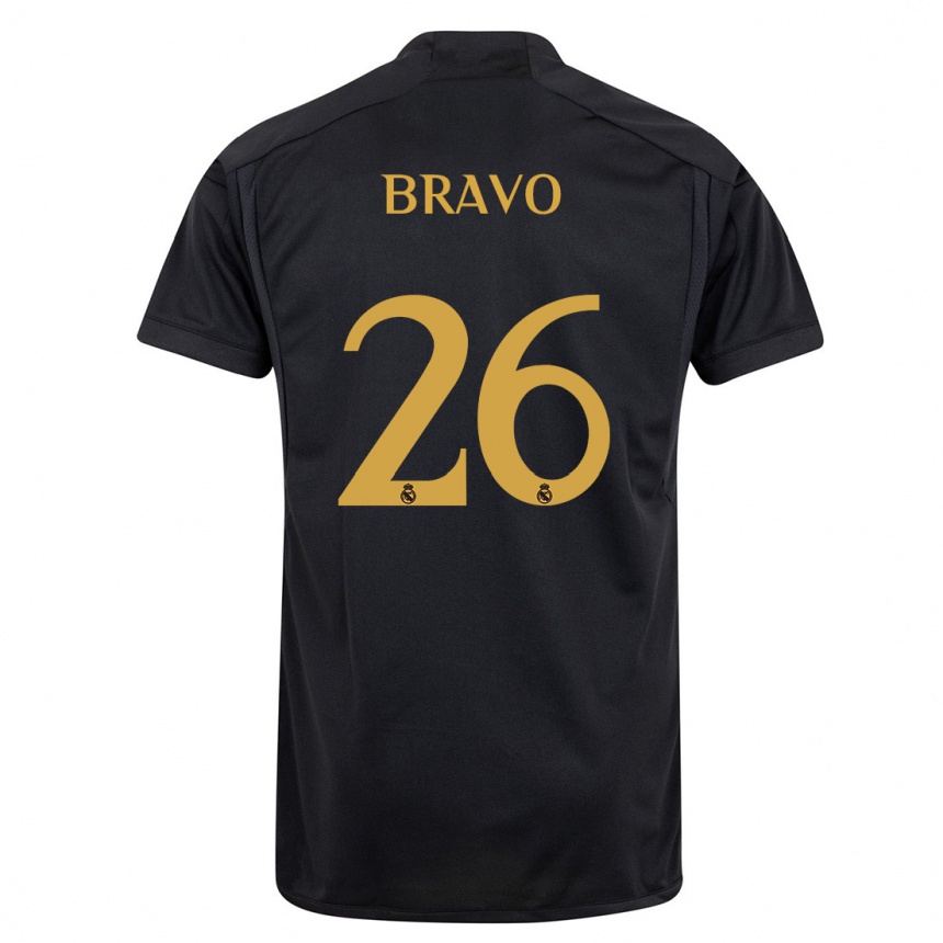 Kids  Iker Bravo #26 Black Third Jersey 2023/24 T-Shirt Uk