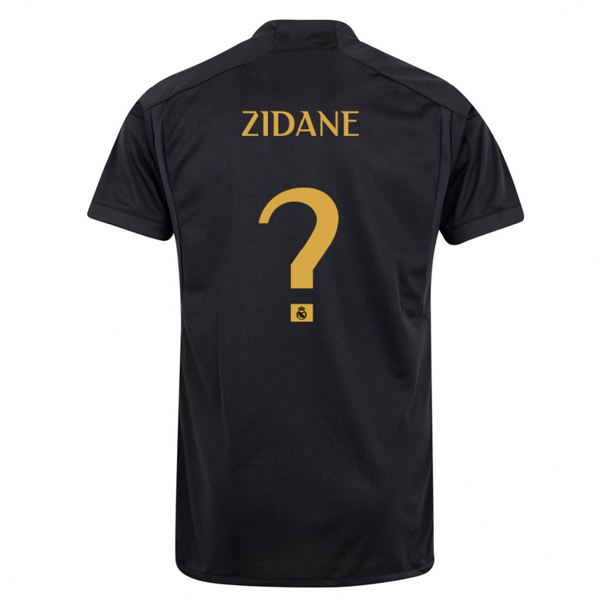 Kids  Elyaz Zidane #0 Black Third Jersey 2023/24 T-Shirt Uk