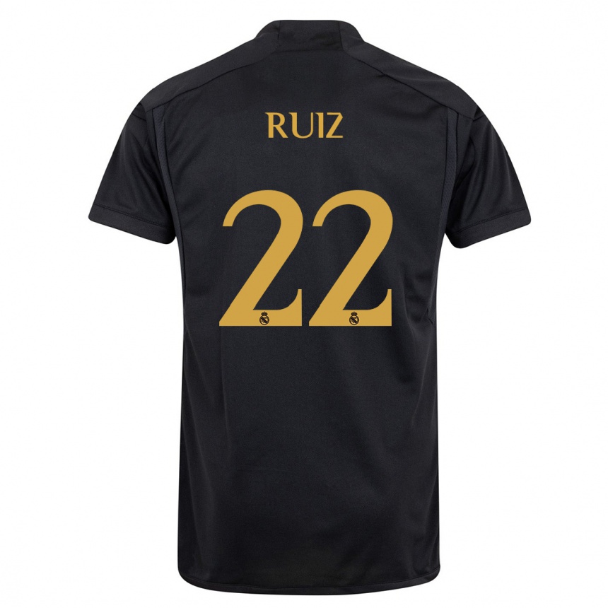 Kids  Ferran Ruiz #22 Black Third Jersey 2023/24 T-Shirt Uk