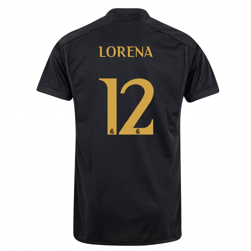 Kids  Lorena Navarro #12 Black Third Jersey 2023/24 T-Shirt Uk