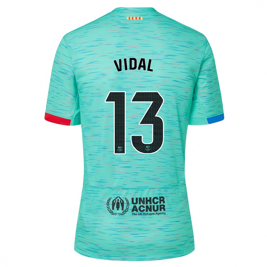 Kids  Marc Vidal #13 Light Aqua Third Jersey 2023/24 T-Shirt Uk