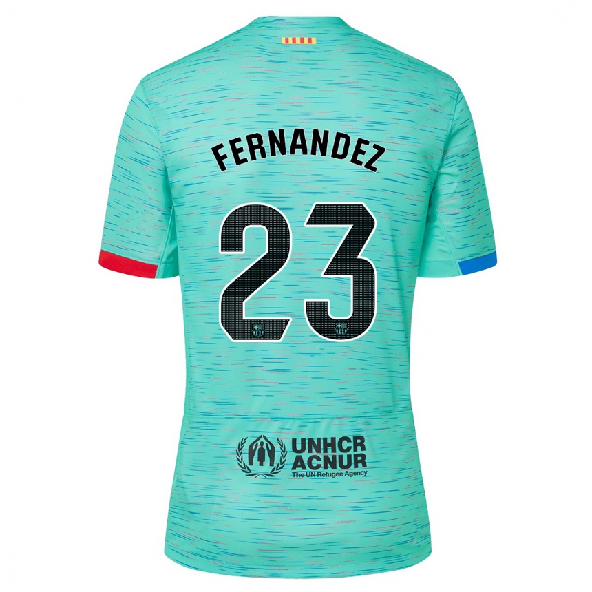 Kids  Pelayo Fernandez #23 Light Aqua Third Jersey 2023/24 T-Shirt Uk