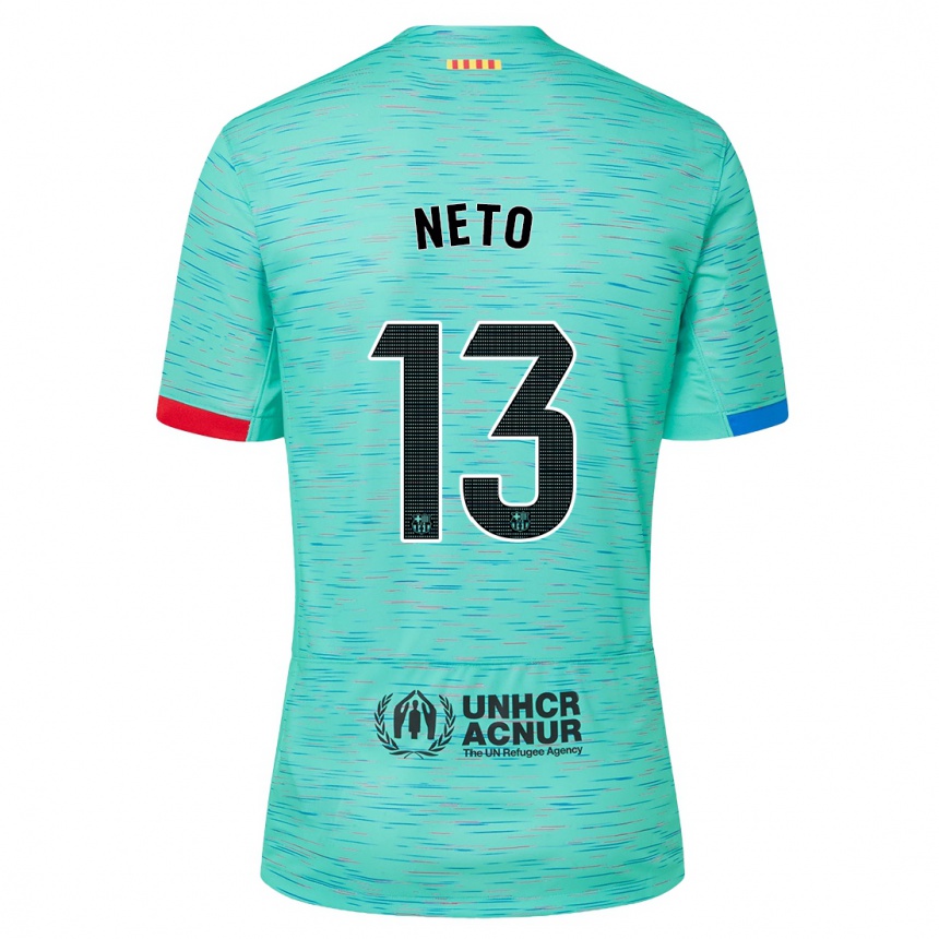 Kids  Neto #13 Light Aqua Third Jersey 2023/24 T-Shirt Uk