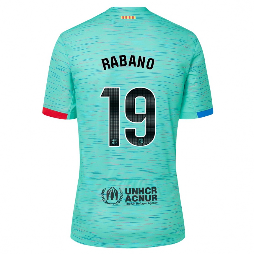 Kids  Nuria Rabano #19 Light Aqua Third Jersey 2023/24 T-Shirt Uk