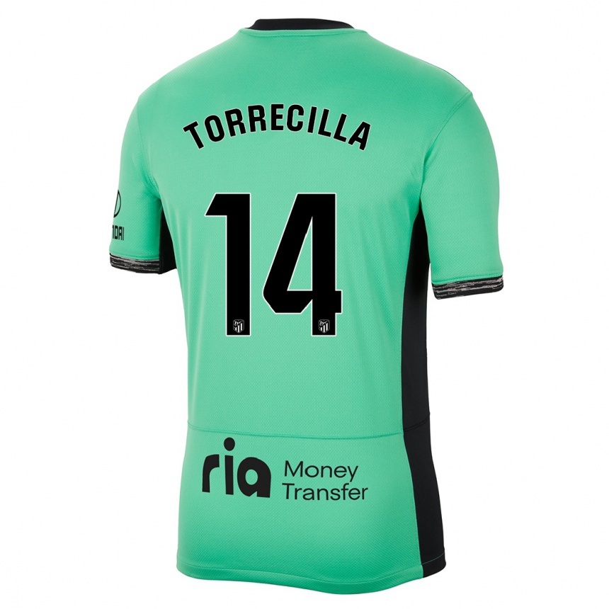 Kids  Virginia Torrecilla #14 Spring Green Third Jersey 2023/24 T-Shirt Uk