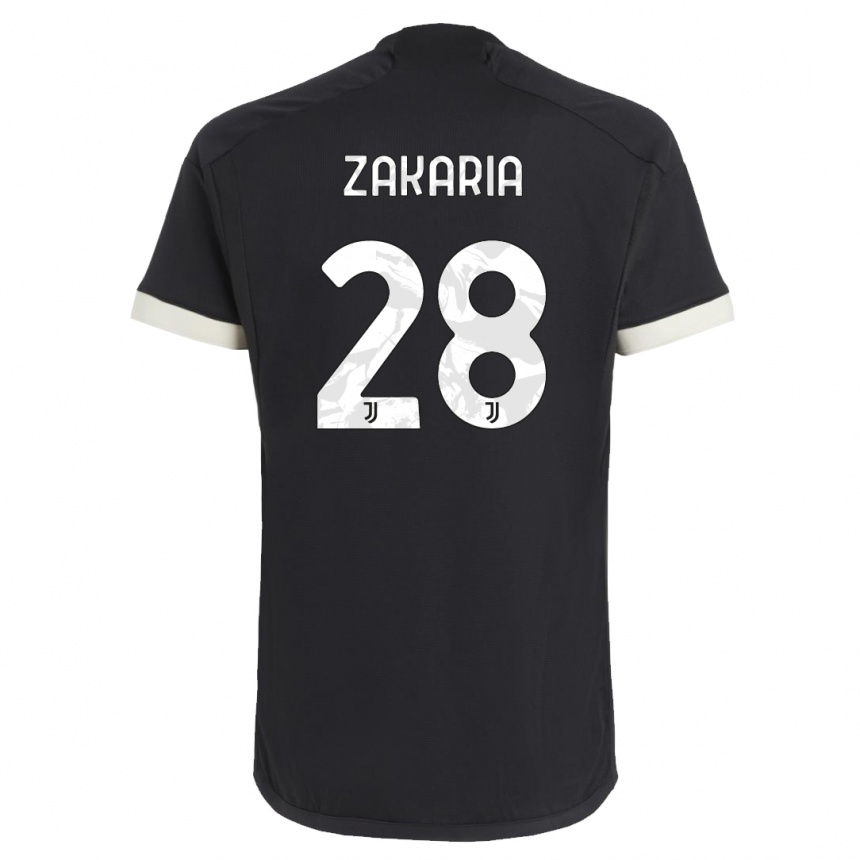 Kids  Denis Zakaria #28 Black Third Jersey 2023/24 T-Shirt Uk