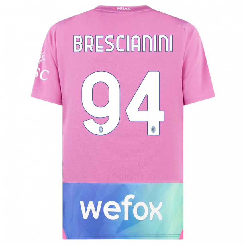 Kids  Marco Brescianini #94 Pink Purple Third Jersey 2023/24 T-Shirt Uk