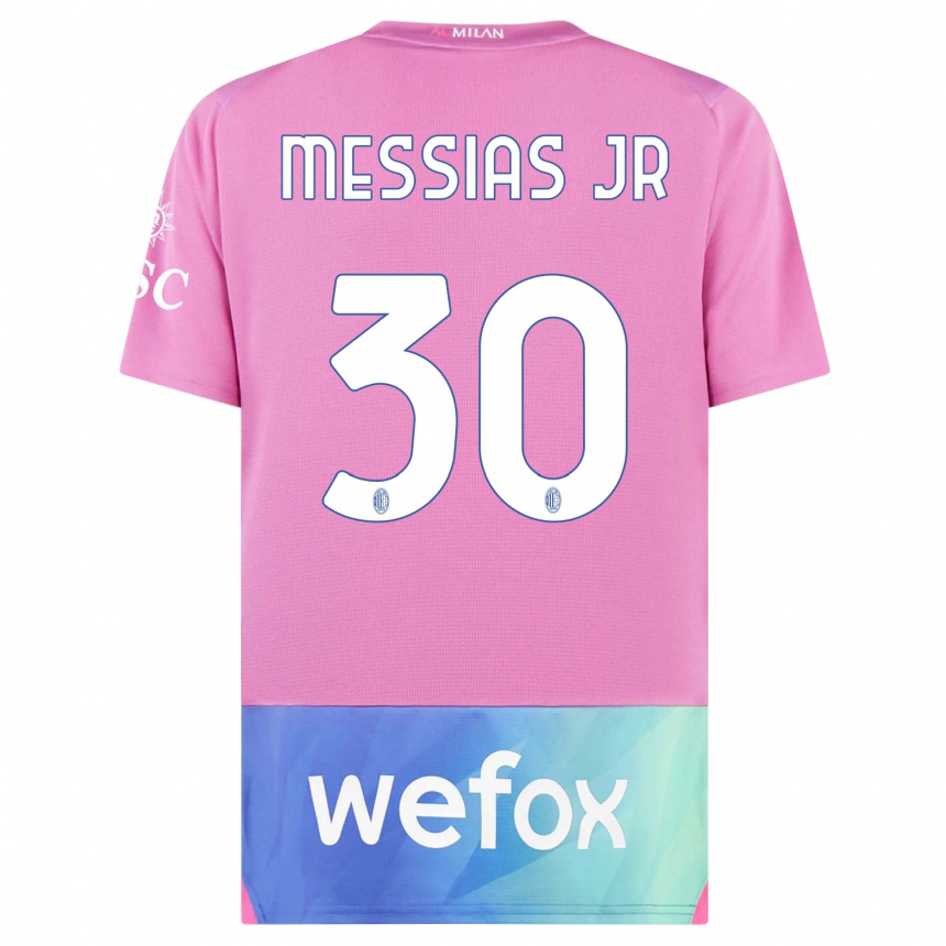 Kids  Junior Messias #30 Pink Purple Third Jersey 2023/24 T-Shirt Uk