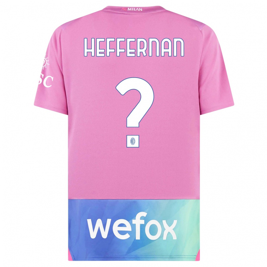 Kids  Cathal Heffernan #0 Pink Purple Third Jersey 2023/24 T-Shirt Uk