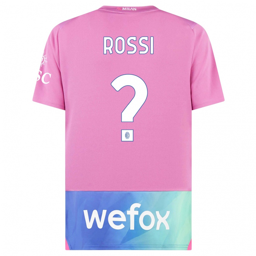 Kids  Gianluca Rossi #0 Pink Purple Third Jersey 2023/24 T-Shirt Uk