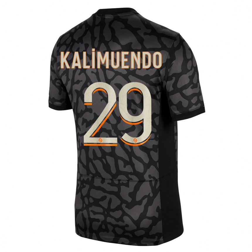 Kids  Arnaud Kalimuendo #29 Black Third Jersey 2023/24 T-Shirt Uk