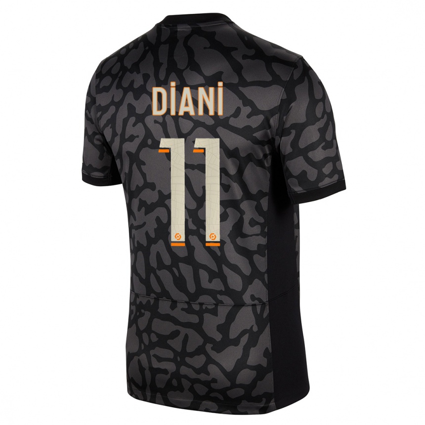 Kids  Kadidiatou Diani #11 Black Third Jersey 2023/24 T-Shirt Uk