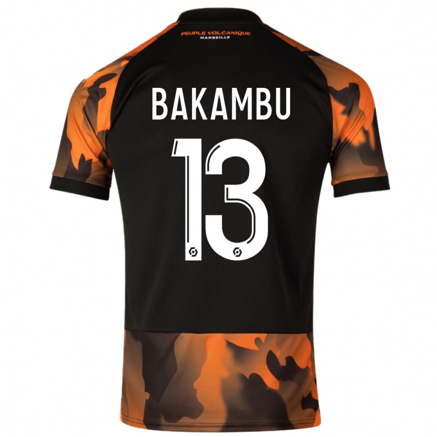 Kids  Cedric Bakambu #13 Black Orange Third Jersey 2023/24 T-Shirt Uk