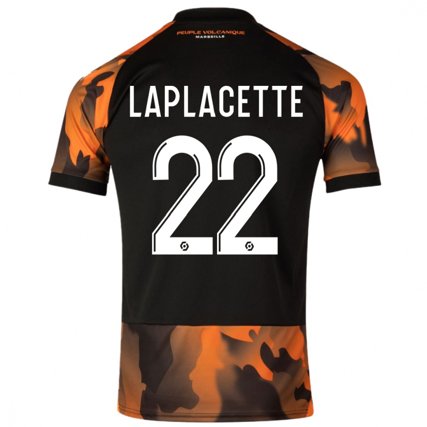 Kids  Tess Laplacette #22 Black Orange Third Jersey 2023/24 T-Shirt Uk