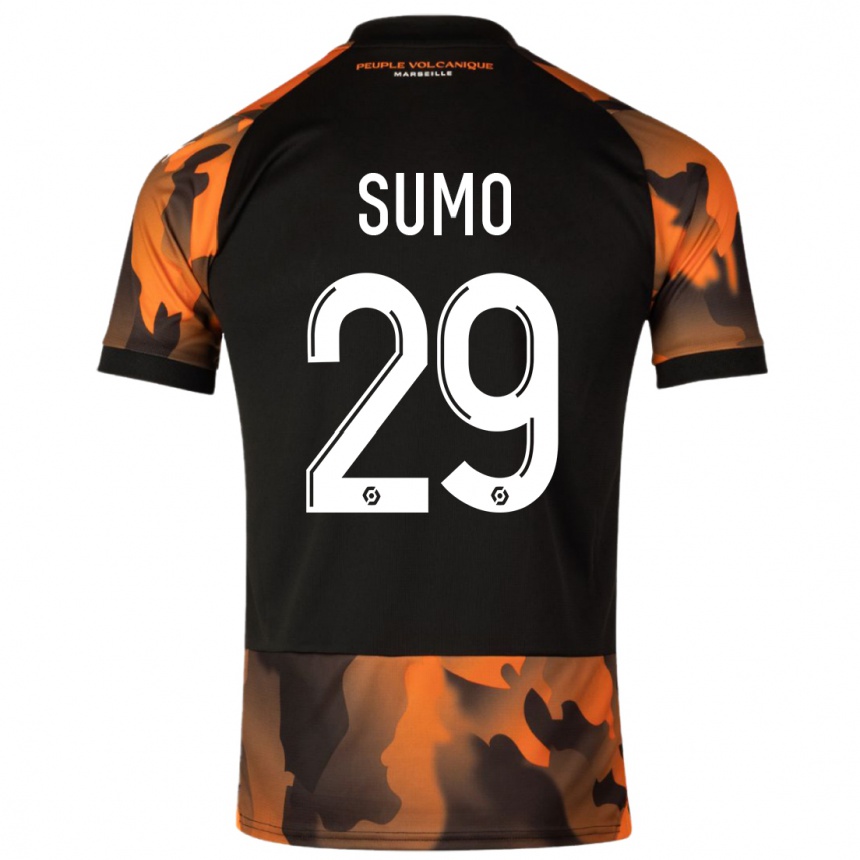 Kids  Eva Sumo #29 Black Orange Third Jersey 2023/24 T-Shirt Uk