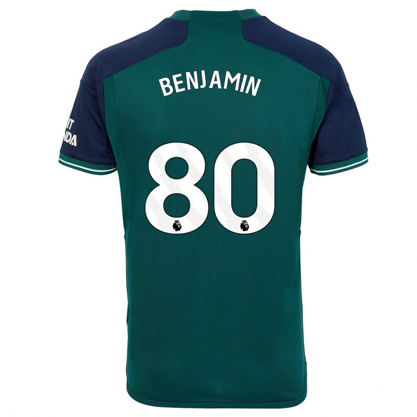 Men  Omari Benjamin #80 Green Third Jersey 2023/24 T-Shirt Uk