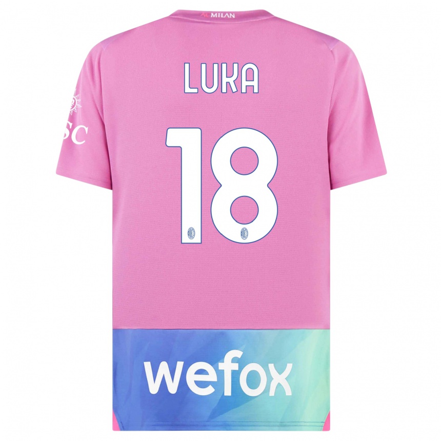 Men  Luka Romero #18 Pink Purple Third Jersey 2023/24 T-Shirt Uk