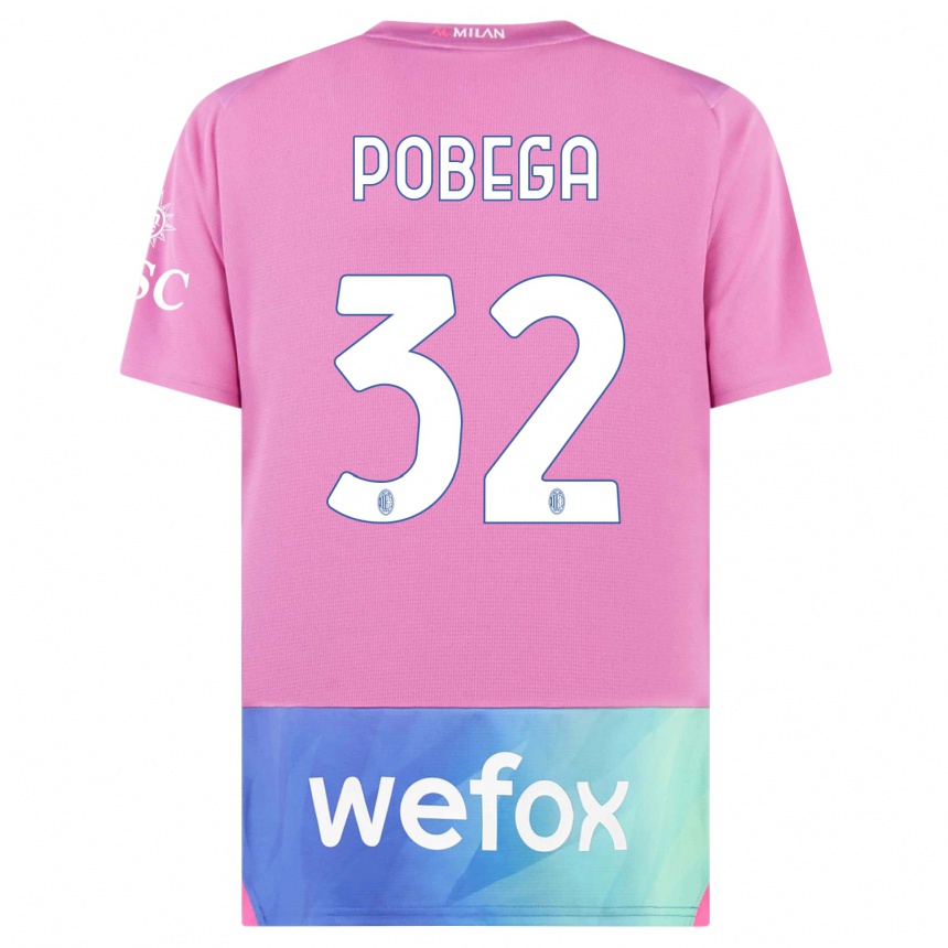 Men  Tommaso Pobega #32 Pink Purple Third Jersey 2023/24 T-Shirt Uk