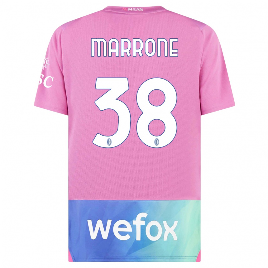 Men  Federico Marrone #38 Pink Purple Third Jersey 2023/24 T-Shirt Uk