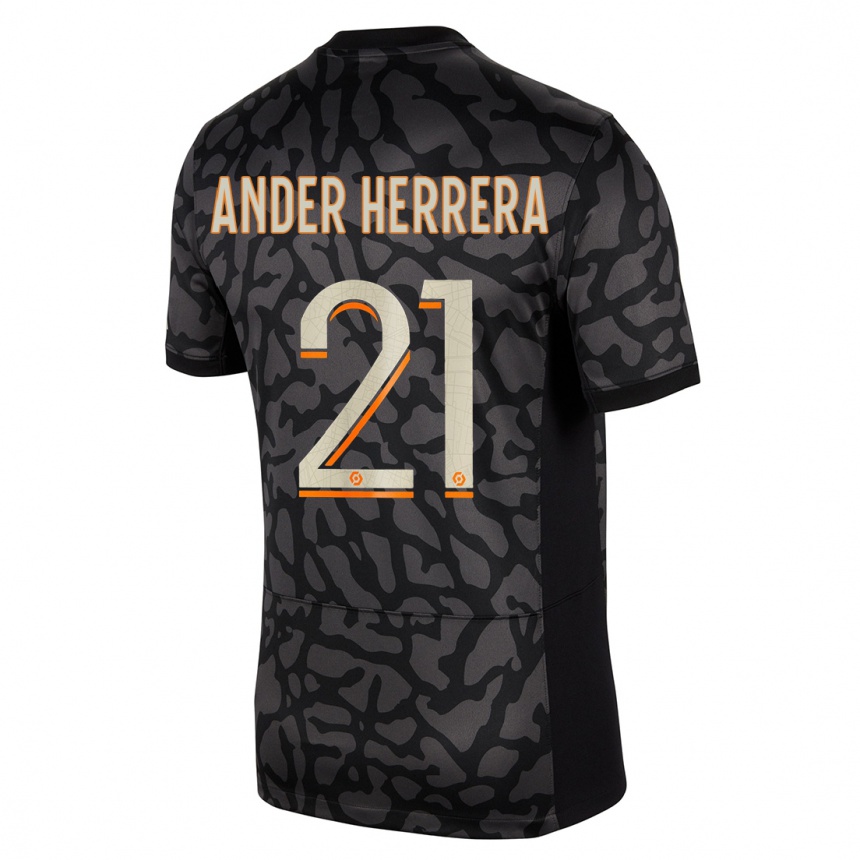 Men  Ander Herrera #21 Black Third Jersey 2023/24 T-Shirt Uk