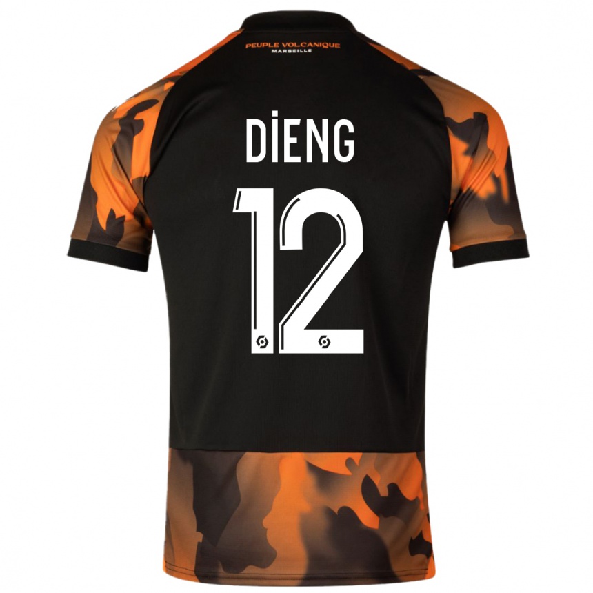 Men  Bamba Dieng #12 Black Orange Third Jersey 2023/24 T-Shirt Uk