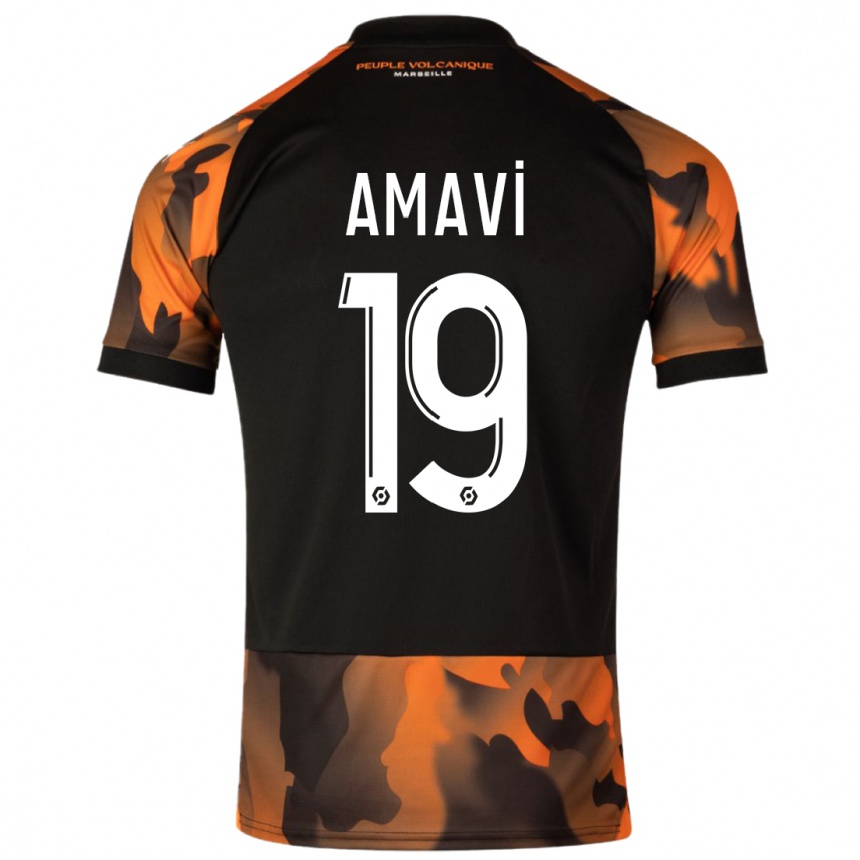 Men  Jordan Amavi #19 Black Orange Third Jersey 2023/24 T-Shirt Uk