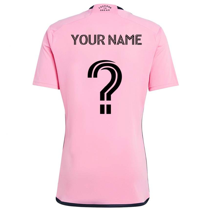 Kids Football Your Name #0 Pink Home Jersey 2024/25 T-Shirt Uk