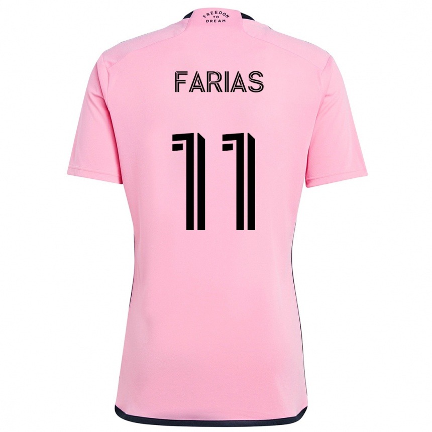 Kids Football Facundo Farías #11 Pink Home Jersey 2024/25 T-Shirt Uk