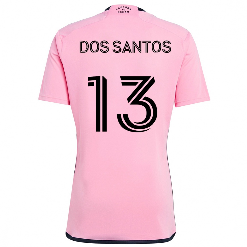 Kids Football Cj Dos Santos #13 Pink Home Jersey 2024/25 T-Shirt Uk