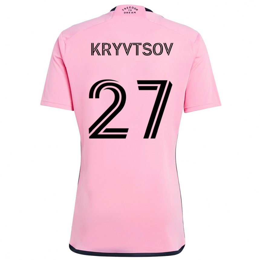 Kids Football Sergiy Kryvtsov #27 Pink Home Jersey 2024/25 T-Shirt Uk