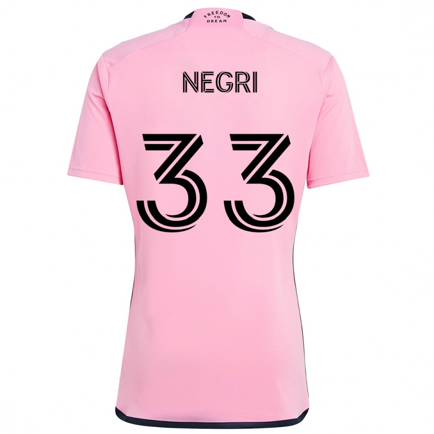 Kids Football Franco Negri #33 Pink Home Jersey 2024/25 T-Shirt Uk