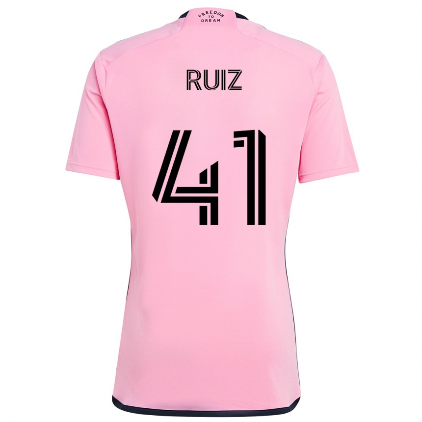 Kids Football David Ruíz #41 Pink Home Jersey 2024/25 T-Shirt Uk