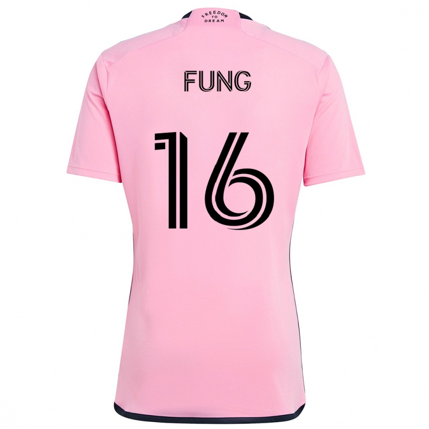 Kids Football Victor Fung #16 Pink Home Jersey 2024/25 T-Shirt Uk