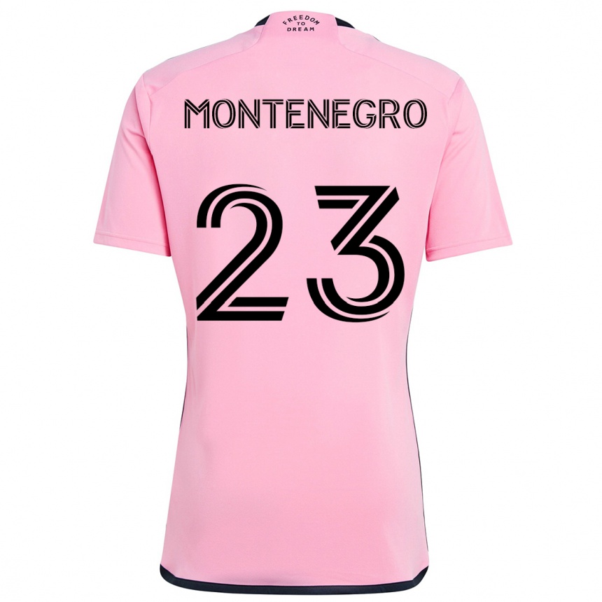 Kids Football Ricardo Montenegro #23 Pink Home Jersey 2024/25 T-Shirt Uk