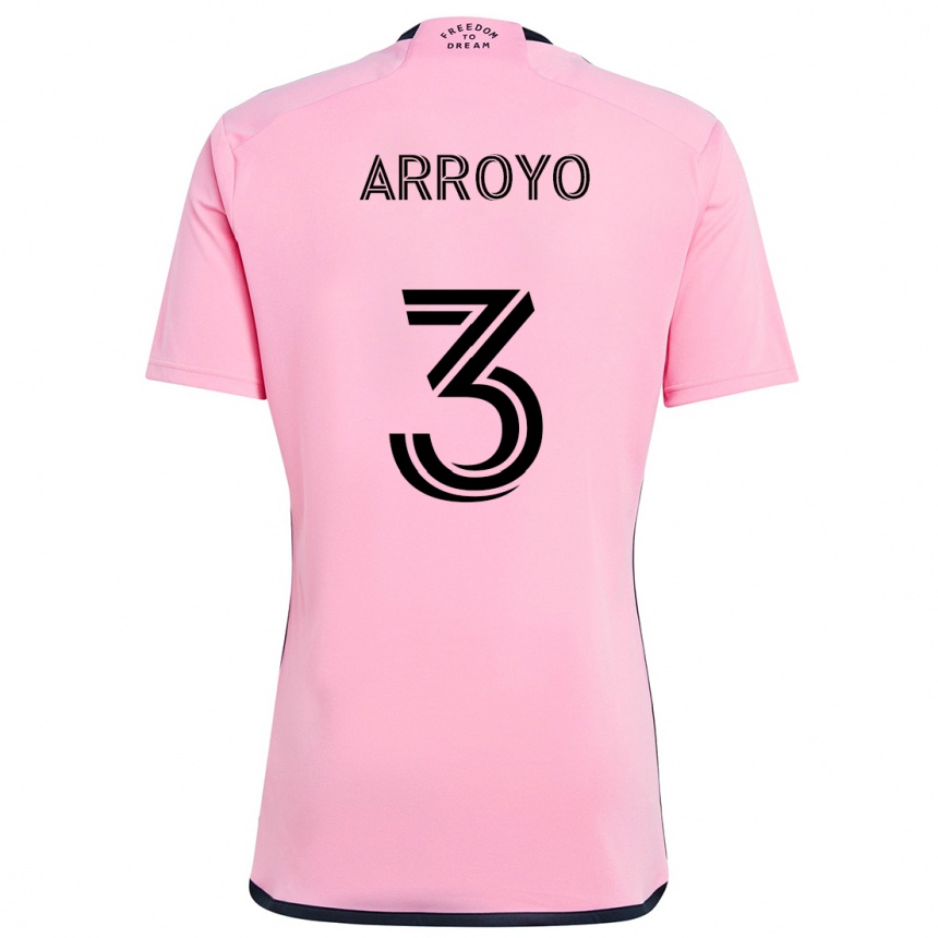 Kids Football Dixon Arroyo #3 Pink Home Jersey 2024/25 T-Shirt Uk