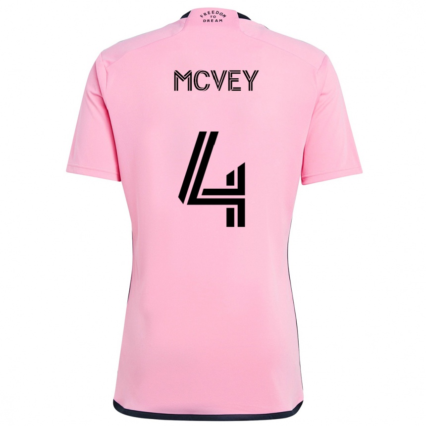 Kids Football Christopher Mcvey #4 Pink Home Jersey 2024/25 T-Shirt Uk