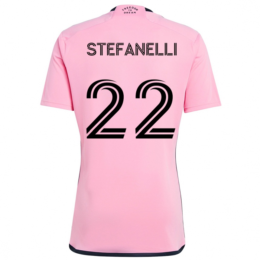 Kids Football Nicolás Stefanelli #22 Pink Home Jersey 2024/25 T-Shirt Uk