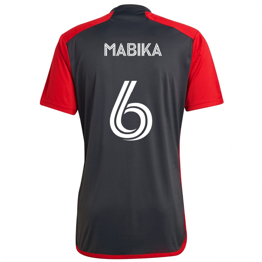 Kids Football Aimé Mabika #6 Grayn Red Home Jersey 2024/25 T-Shirt Uk