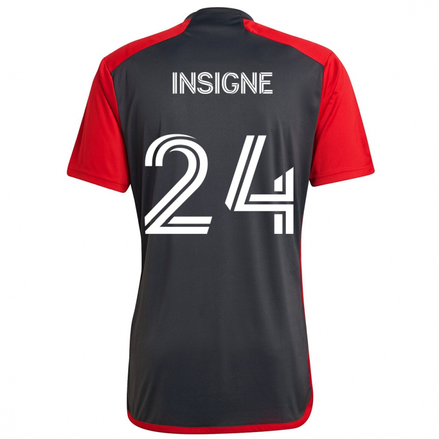 Kids Football Lorenzo Insigne #24 Grayn Red Home Jersey 2024/25 T-Shirt Uk