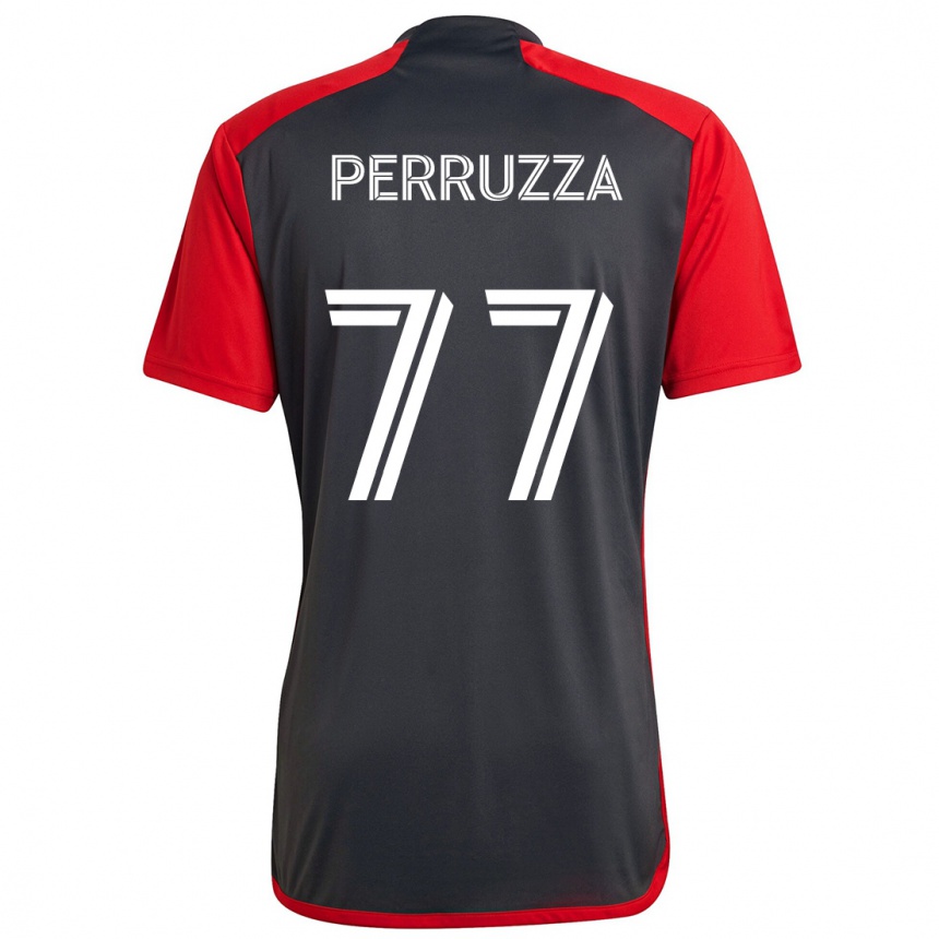 Kids Football Jordan Perruzza #77 Grayn Red Home Jersey 2024/25 T-Shirt Uk