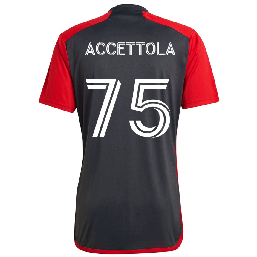 Kids Football Luca Accettola #75 Grayn Red Home Jersey 2024/25 T-Shirt Uk