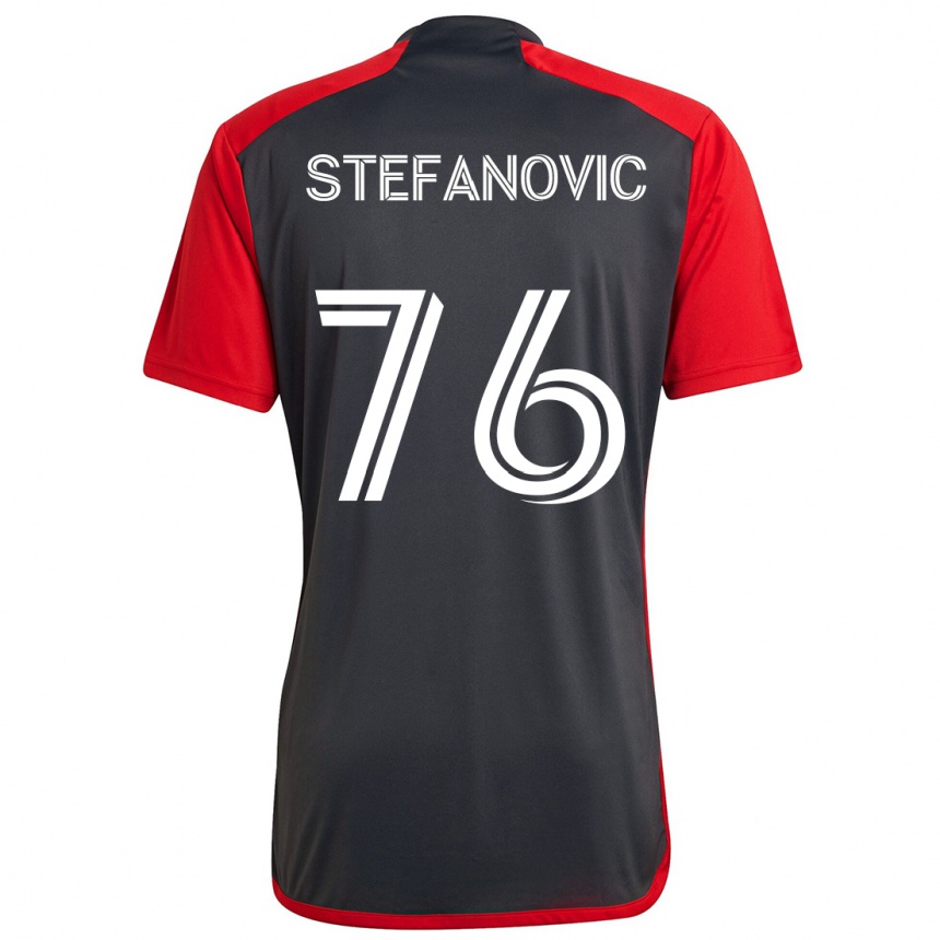 Kids Football Lazar Stefanovic #76 Grayn Red Home Jersey 2024/25 T-Shirt Uk