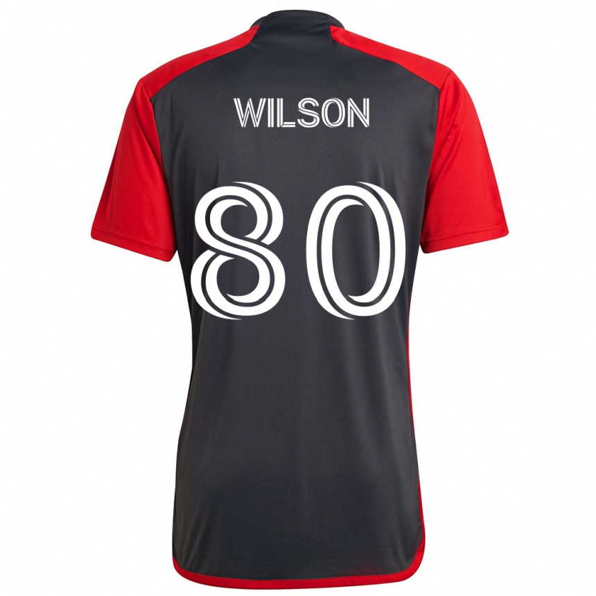 Kids Football Shafique Wilson #80 Grayn Red Home Jersey 2024/25 T-Shirt Uk